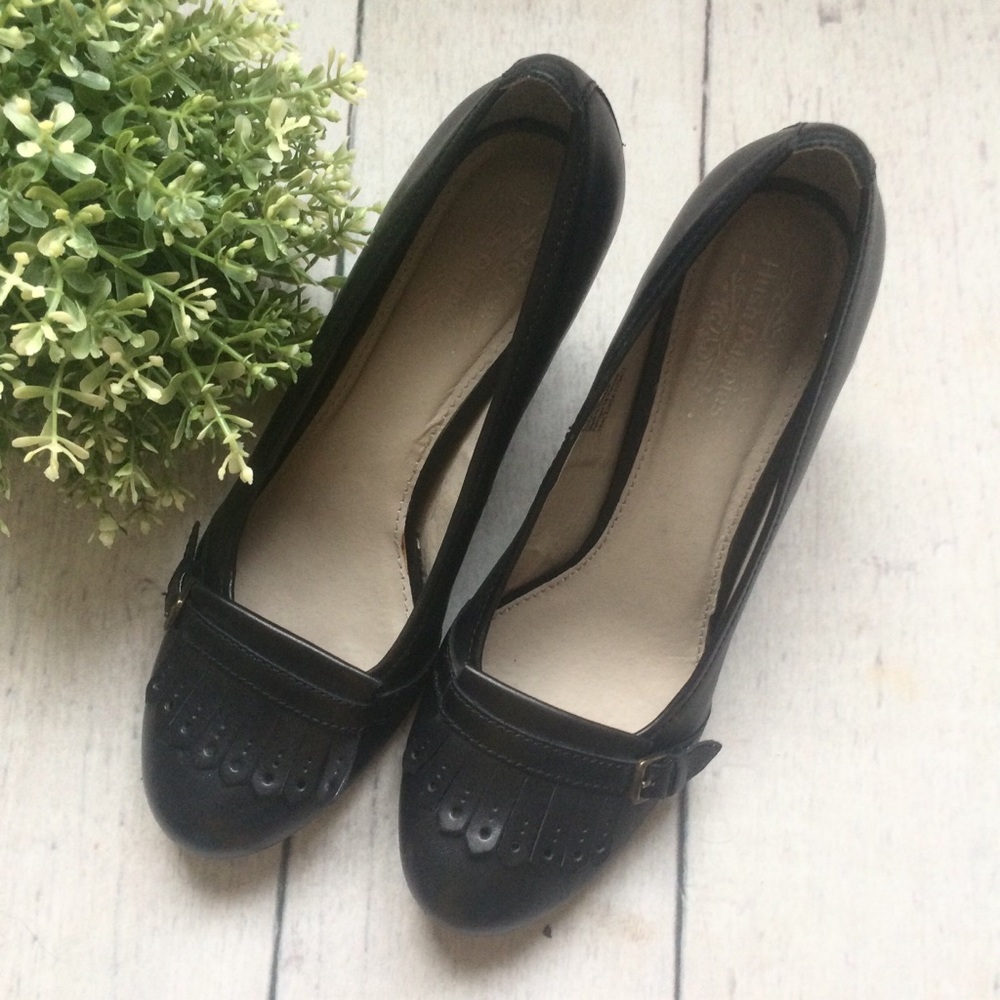 HUSH PUPPIES🐶EUC Leather Pump Heel Black Sz 9